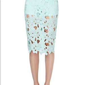 Selene Mint Lace Crochet Midi Skirt